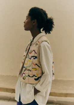 Abstract Hand Embroidered Gilet