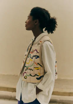 Abstract Hand Embroidered Gilet