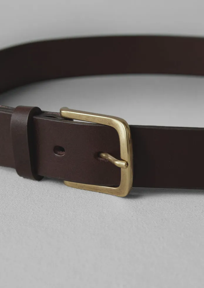 Brass Buckle Leather Belt