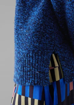 Button Shoulder Marled Donegal Wool Sweater