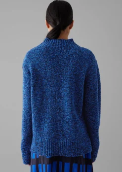 Button Shoulder Marled Donegal Wool Sweater