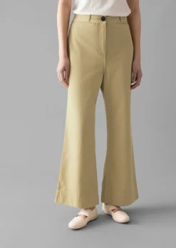 Cotton Canvas Kick Flare Trousers