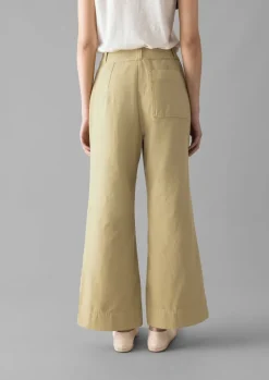 Cotton Canvas Kick Flare Trousers