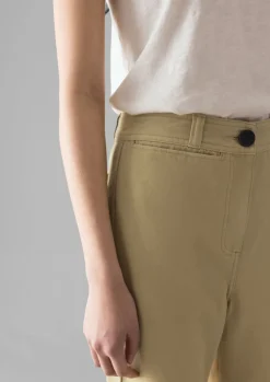 Cotton Canvas Kick Flare Trousers