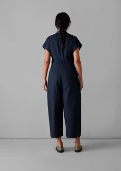 Cross Front Indigo Twill Jumpsuit