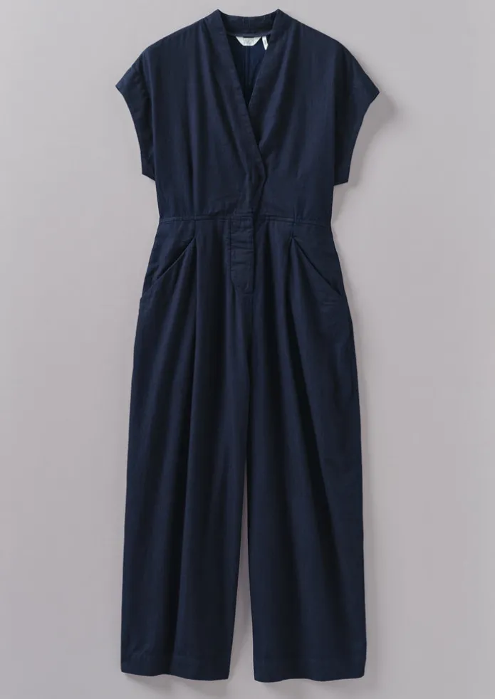 Cross Front Indigo Twill Jumpsuit