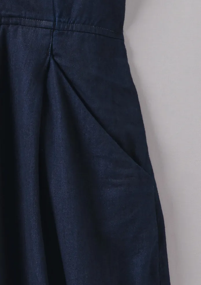 Cross Front Indigo Twill Jumpsuit