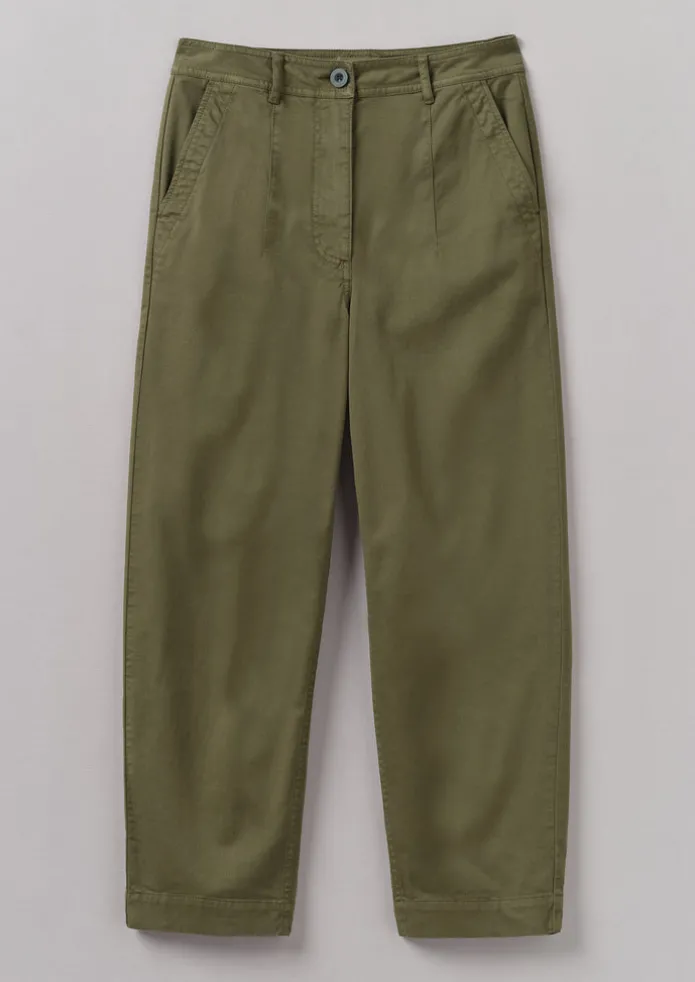 Darted Cotton Twill Trousers