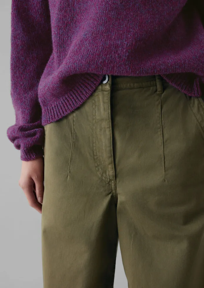 Darted Cotton Twill Trousers