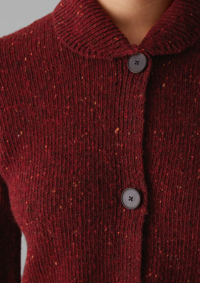 Donegal Wool Round Collar Cardigan