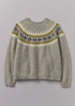 Fair Isle Yoke Mohair Blend Easy Sweater