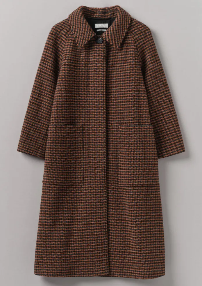 Frankie Wool Houndstooth Raglan Coat
