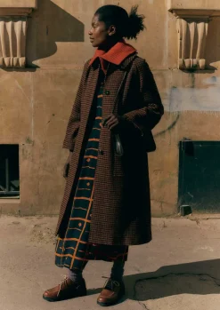 Frankie Wool Houndstooth Raglan Coat