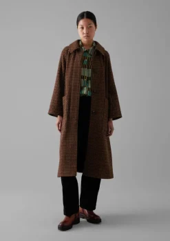 Frankie Wool Houndstooth Raglan Coat