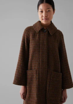 Frankie Wool Houndstooth Raglan Coat