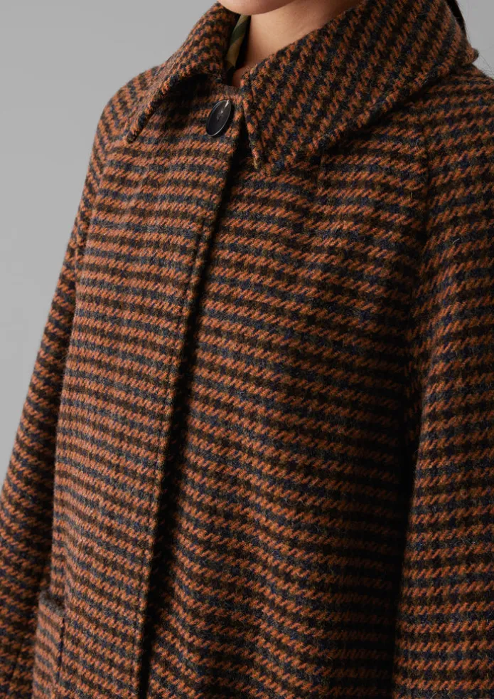 Frankie Wool Houndstooth Raglan Coat