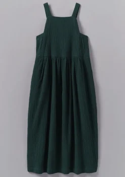 Gathered Waist Crinkled Cotton Dress