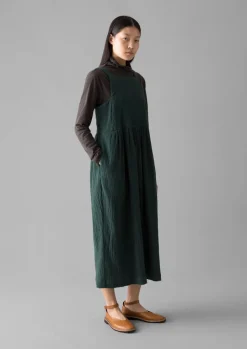 Gathered Waist Crinkled Cotton Dress