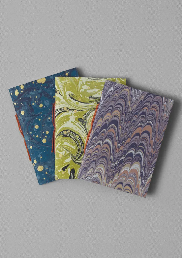 Hand Marbled Pocket Notebook Set