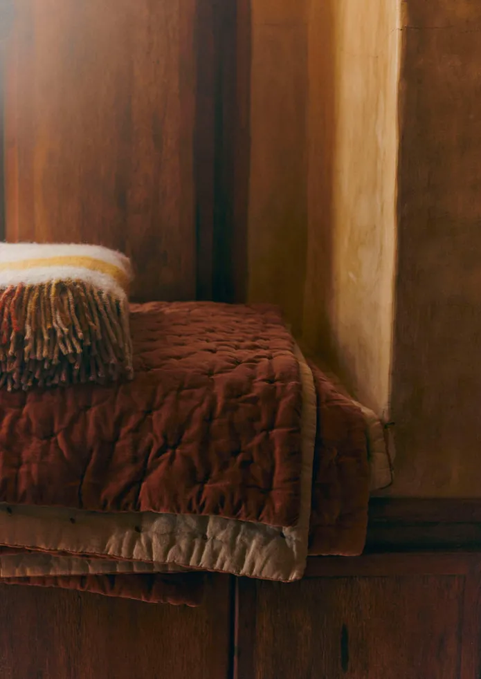 Hand Quilted Velvet Throw