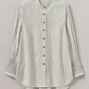 Hand Smocked Stripe Cotton Linen Shirt
