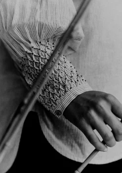 Hand Smocked Stripe Cotton Linen Shirt