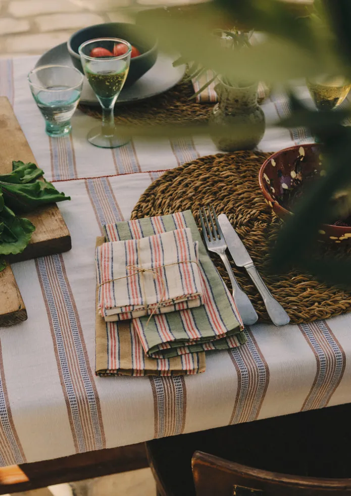 Hand Woven Stripe Napkin Set