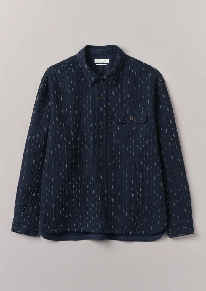 Indigo Running Stitch Overshirt