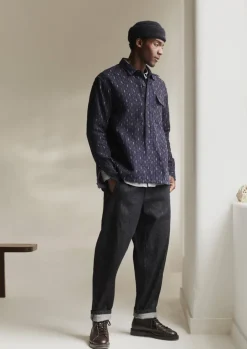 Indigo Running Stitch Overshirt