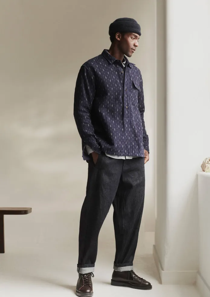 Indigo Running Stitch Overshirt