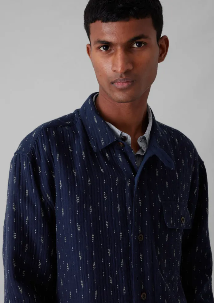 Indigo Running Stitch Overshirt