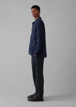 Indigo Running Stitch Overshirt