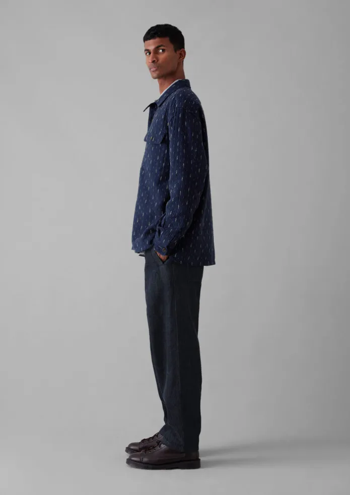 Indigo Running Stitch Overshirt