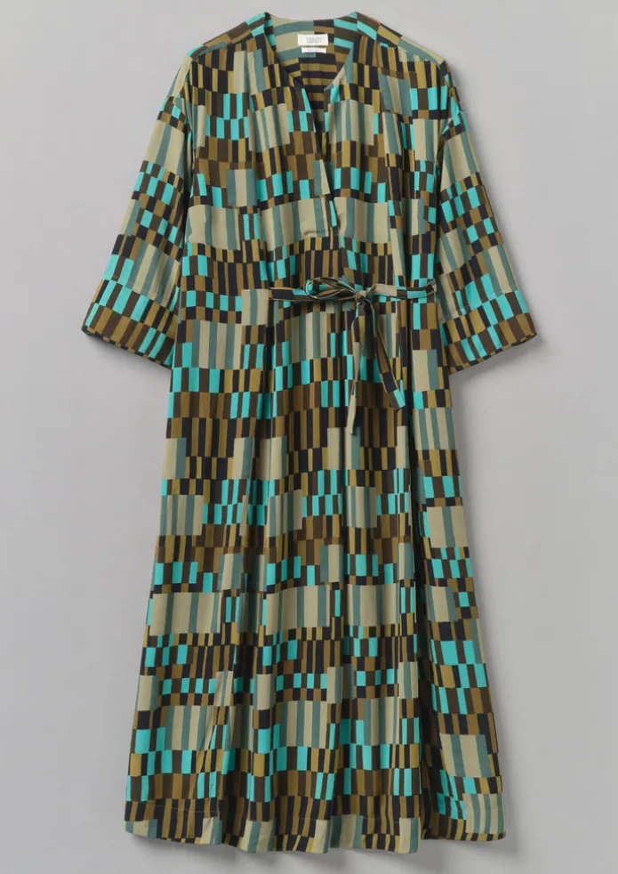 Irregular Check Print Tie Front Dress