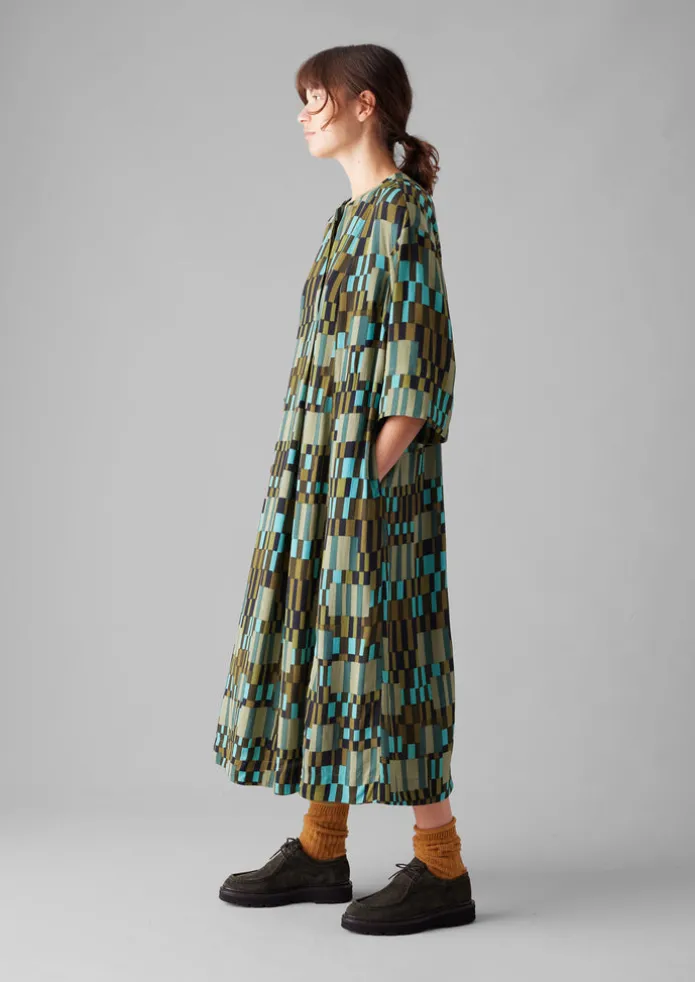 Irregular Check Print Tie Front Dress