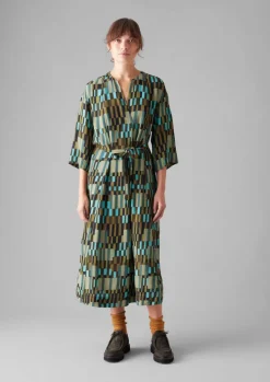 Irregular Check Print Tie Front Dress