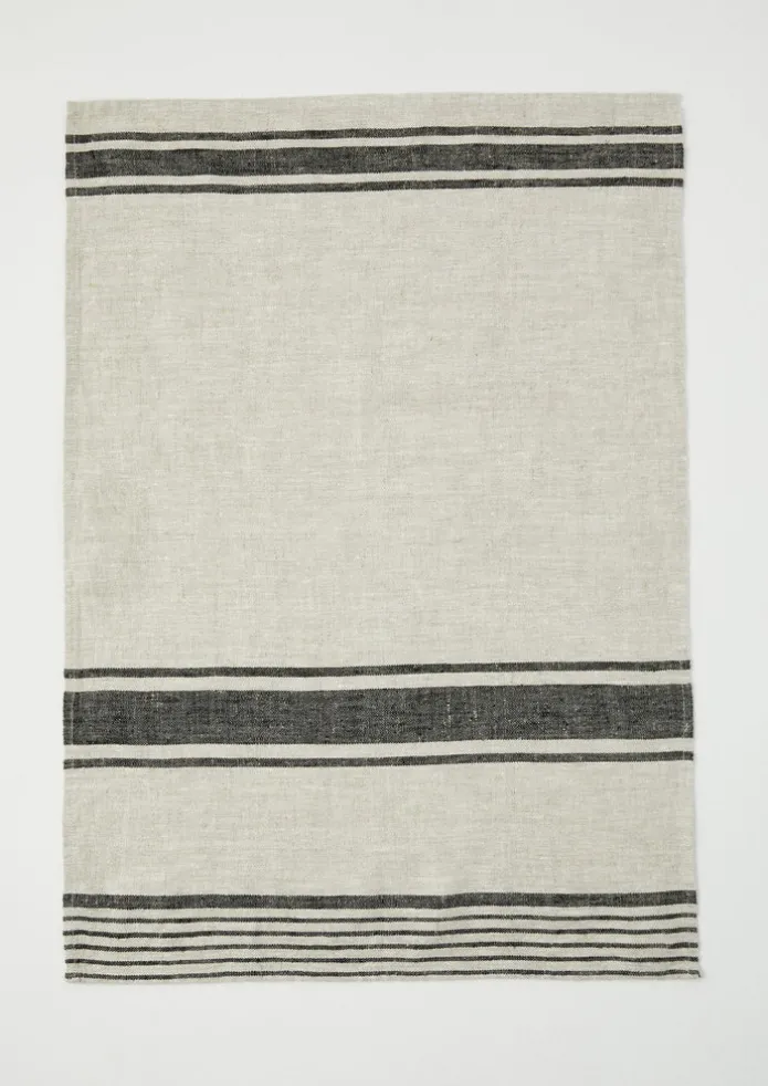Irregular Stripe Linen Tea Towel