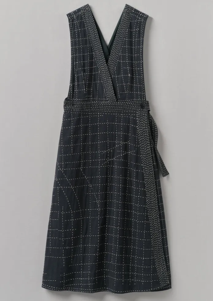 Kantha Stitched Wrap Pinafore Dress