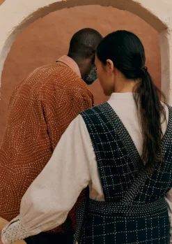 Kantha Stitched Wrap Pinafore Dress