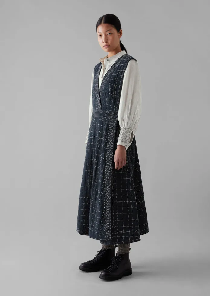 Kantha Stitched Wrap Pinafore Dress