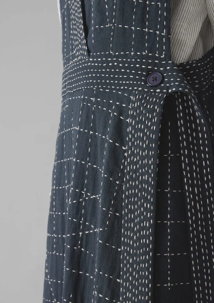 Kantha Stitched Wrap Pinafore Dress
