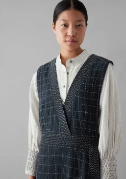 Kantha Stitched Wrap Pinafore Dress