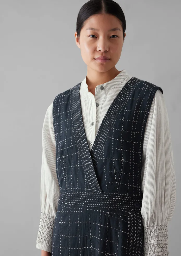 Kantha Stitched Wrap Pinafore Dress