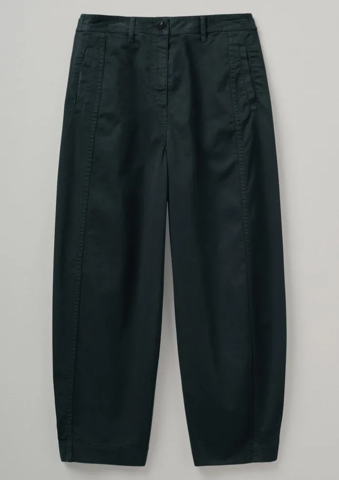 Kathe Flat Front Cotton Twill Trousers