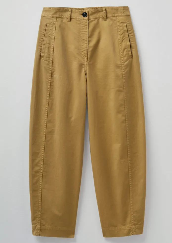 Kathe Flat Front Cotton Twill Trousers