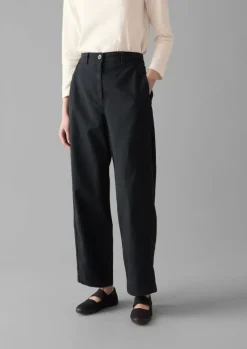 Kathe Flat Front Cotton Twill Trousers