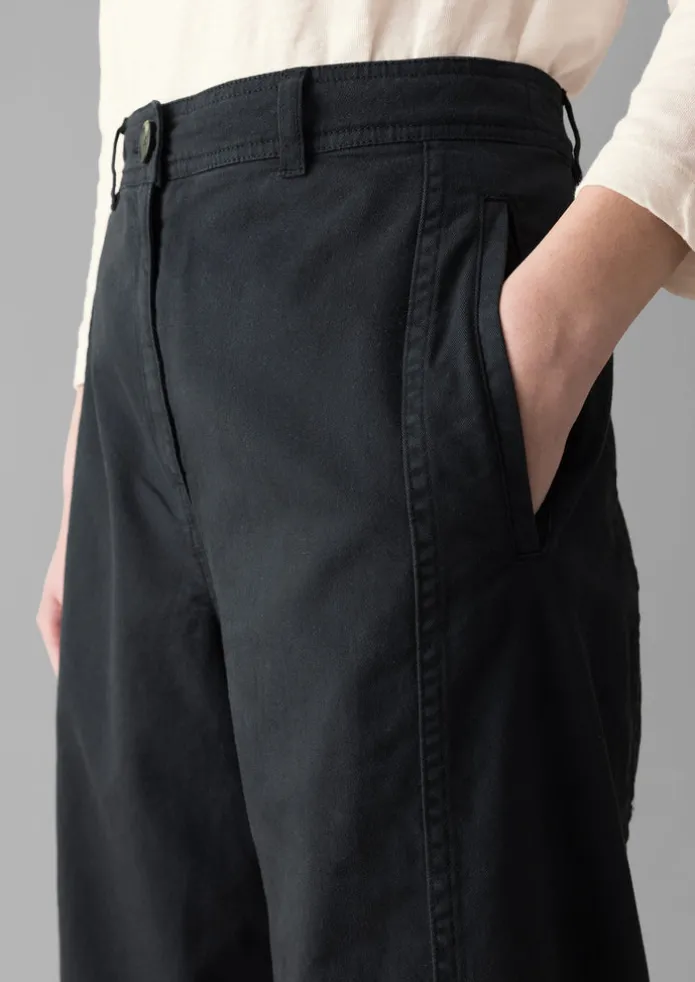 Kathe Flat Front Cotton Twill Trousers
