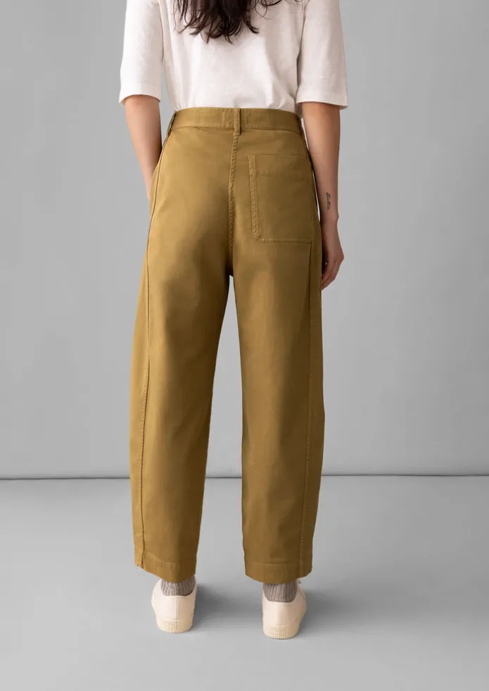 Kathe Flat Front Cotton Twill Trousers