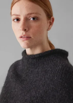 Lofty Alpaca Blend Knitted Poncho