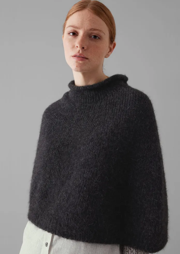 Lofty Alpaca Blend Knitted Poncho